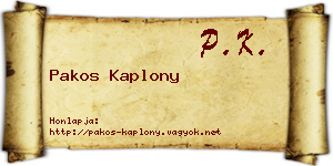 Pakos Kaplony névjegykártya